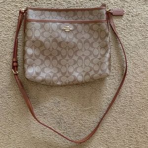Coach Signature Crossbody Bag in Brown and Tan